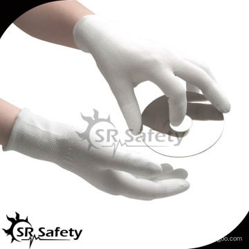 SRSAFETY 13G doublure en polyester blanc revêtue de gants blancs de sécurité PU, gants de travail de jardin.